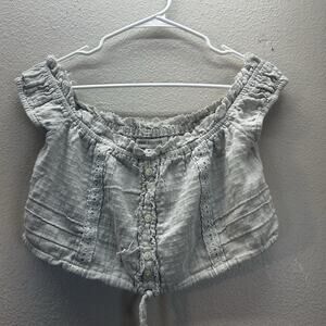 Urban Outfitters Peasant Top Cropped‎ Cream Sz M Cottagecore Boho Lace Fairy